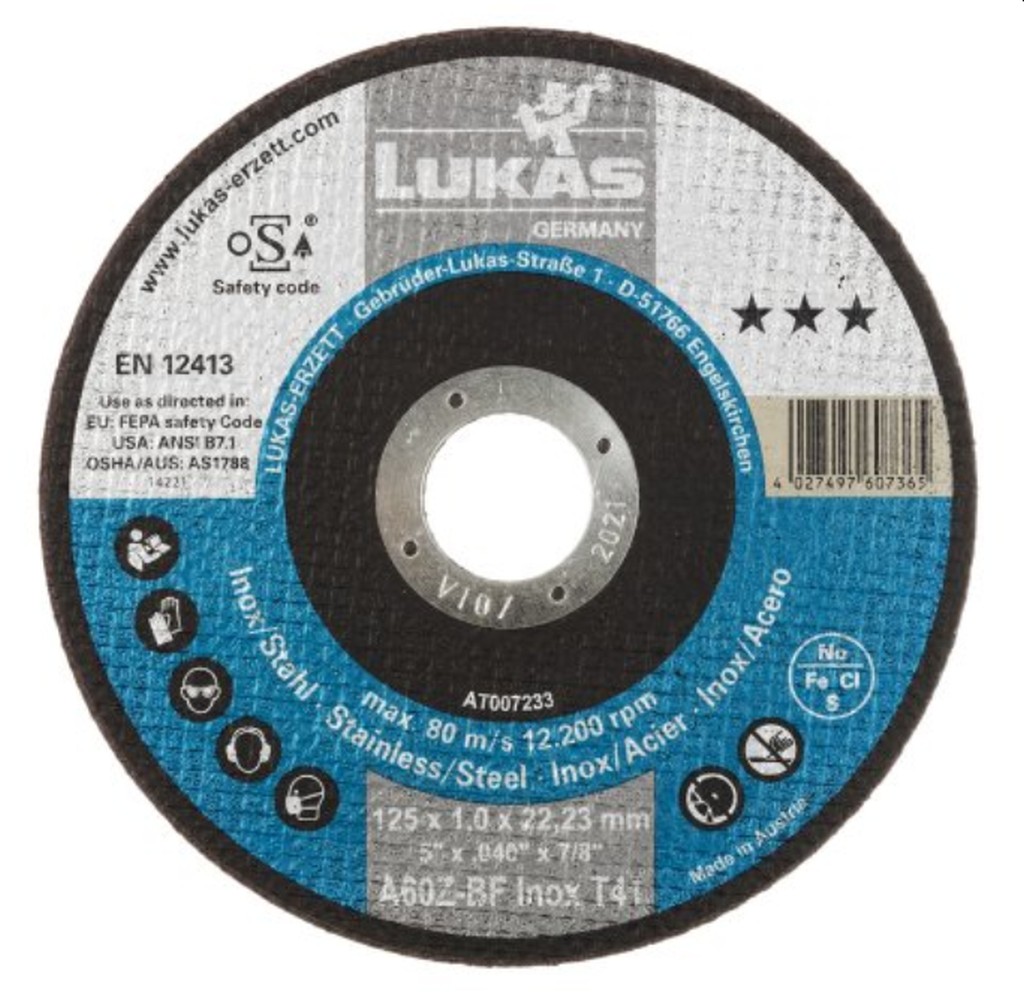 Bild von LUKAS - Premium - Trennscheiben *** 125 x 1 x 22,23 mm gerade - Edelstahl | Stahl (VE=50) (VPE=1 Stück)